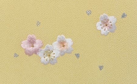 帯揚げ　黄色に花柄の刺繍　帯上げ　着物に