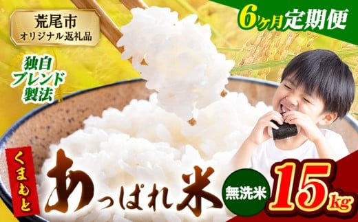 【6ヶ月定期便】熊本県産 くまもとあっぱれ米 ブレンド米 15kg 熊本県産 ふるさと納税 無洗米 精米 米 こめ ふるさとのうぜい コメ お米 おこめ《お申込み月の翌月から発送予定》