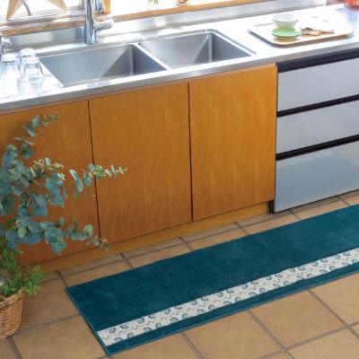 ふるさと納税 海南市 北欧フィンランドの「幸せを運ぶ鳥」小鳥柄のキッチンマット120cm　ブルー