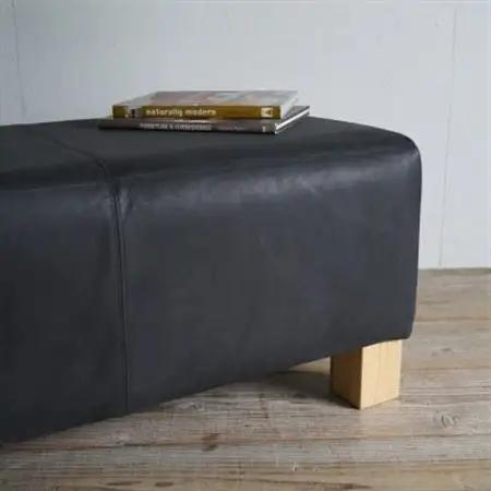150 Bench(150ベンチ)オイルレザー 墨ブラック NAベース脚【SWOF】_雑貨・日用品 椅子・チェア・ソファ 家具・インテリア _【1573791】