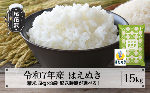令和7年産 精米 はえぬき 15kg 5kg×3袋 2025年産 米 お米 国産 山形県 尾花沢市 kh-hasxa15