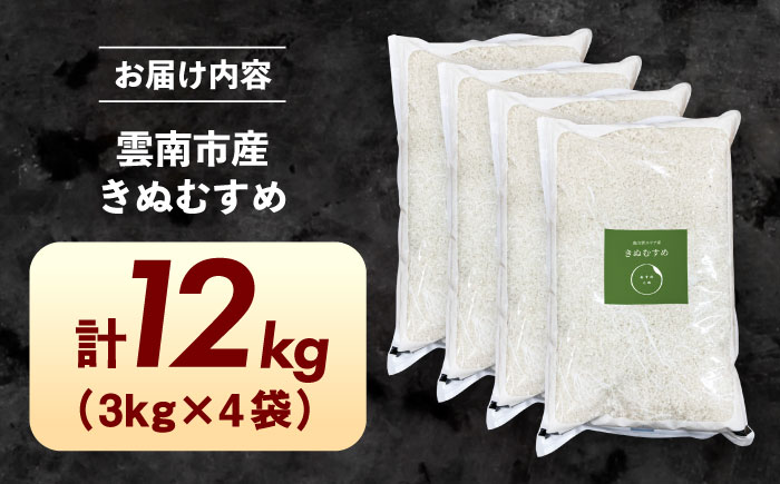 【特A】雲南市産 きぬむすめ 12kg（3kg×4袋）株式会社アルプロン(米) [AIDR009]