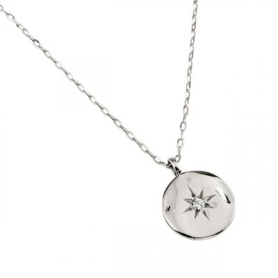 ふるさと納税 甲府市 【K18WG】太陽モチーフ 一粒ダイヤモンド メンズネックレス　J-400 |  | 01