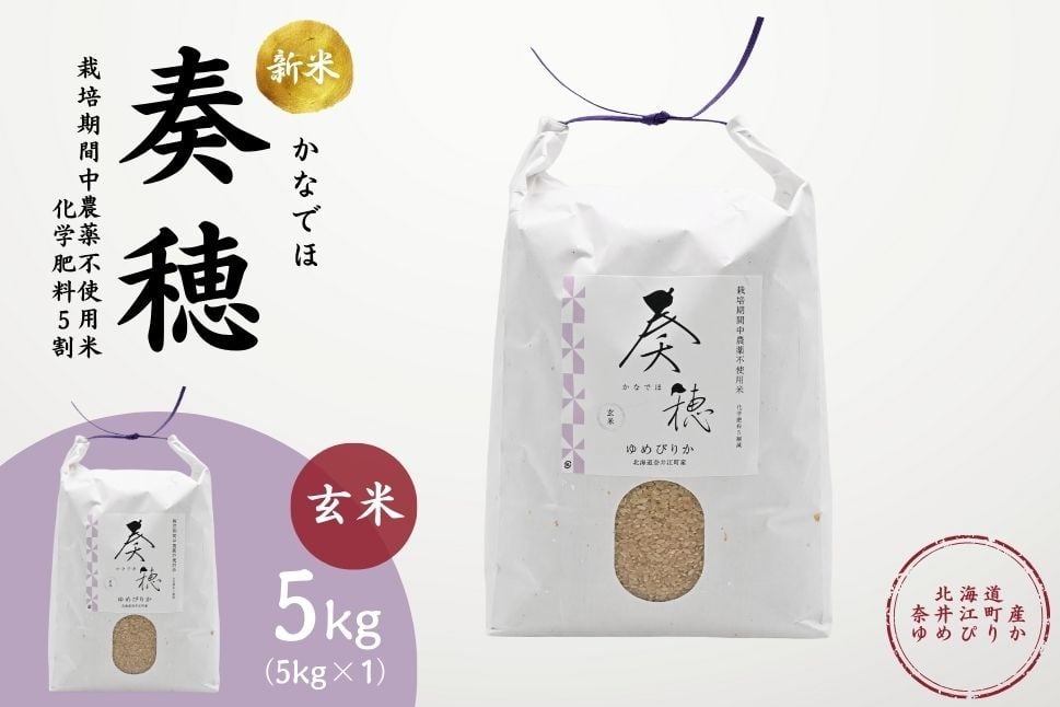 
            北海道奈井江産ゆめぴりか『奏穂（かなでほ）』　5kg　栽培期間中農薬不使用米（化学肥料5割減）
          