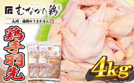 
宗像産ブランド鶏【むなかた鶏】手羽先4kg（平飼い）【JAほたるの里】_HA1422
