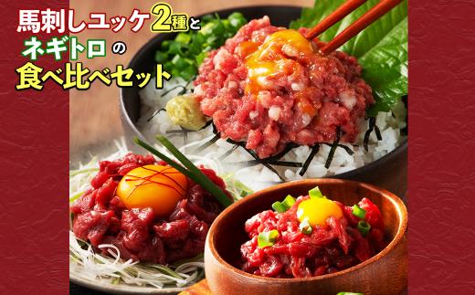 熊本 馬刺しユッケ2種とネギトロの食べ比べセット（ふじ馬刺し・国産馬刺し） 肉 馬肉 馬刺し ユッケ ネギトロ 食べ比べ 冷凍 小分け おつまみ 晩酌 ご飯のお供 惣菜 熊本県 水上村