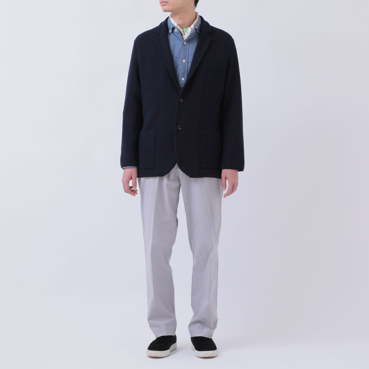【ふるさと納税】メンズ　ジャカードジャケット ダークネイビー or ベージュ / S~M or L~LL（F-05-M）