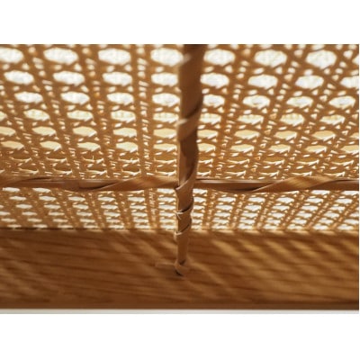 【UMEBACHI FURNITURE】 ラタンのスツール　国産クルミ材　籐張　【申込後生産】【1419389】