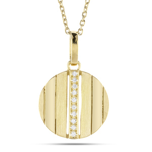 ネックレス メンズ 18金 18k ゴールド ダイヤモンド ペンダントトップ 大ぶり サークル ダイヤ イエローゴールドK18 ストライプ コイン型 ラウンド お守り ジュエリー シンプル 普段 使い