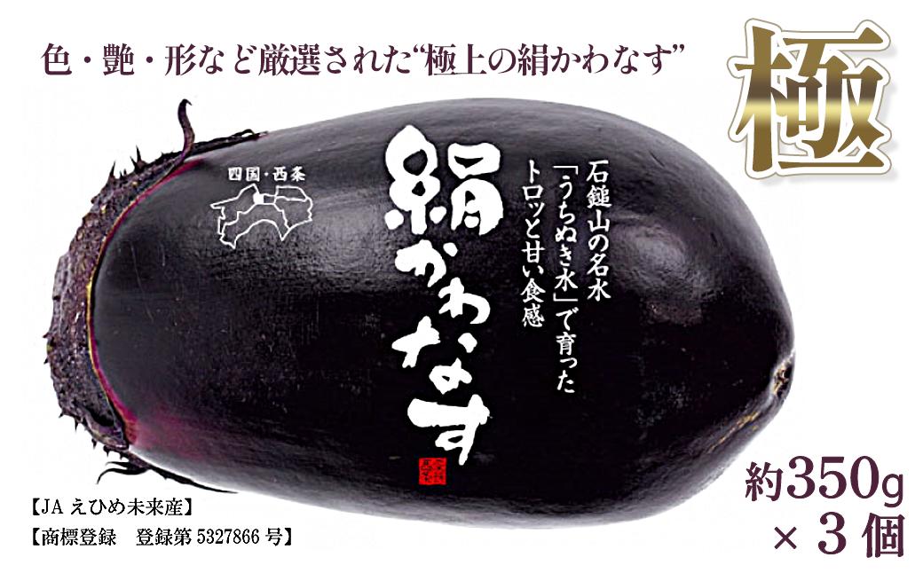 
                  「絹かわなす（極）」約350g×3個 【期間限定】　西条の伝統野菜  絹かわなす ナス 茄子 野菜 おすすめ 愛媛県西条市 JAえひめ未来 水都市 【オンライン決済限定】
                