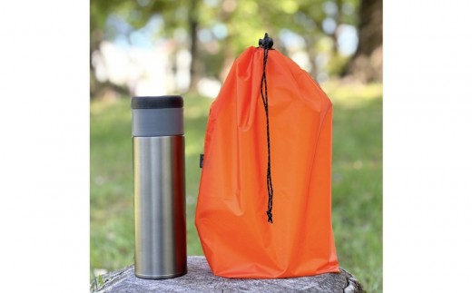 【L・5L・オレンジ】 大きめナイロン巾着袋　スタッフバッグ　スタッフサック　バッグインバッグ　着替え袋