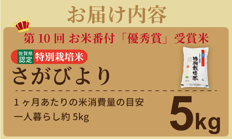 令和7年度産  お米番付「優秀賞」！しもむら農園さがびより（5kg） 送料無料 一等米 精米 白米 ブランド米 お米 白飯 人気 ランキング 高評価