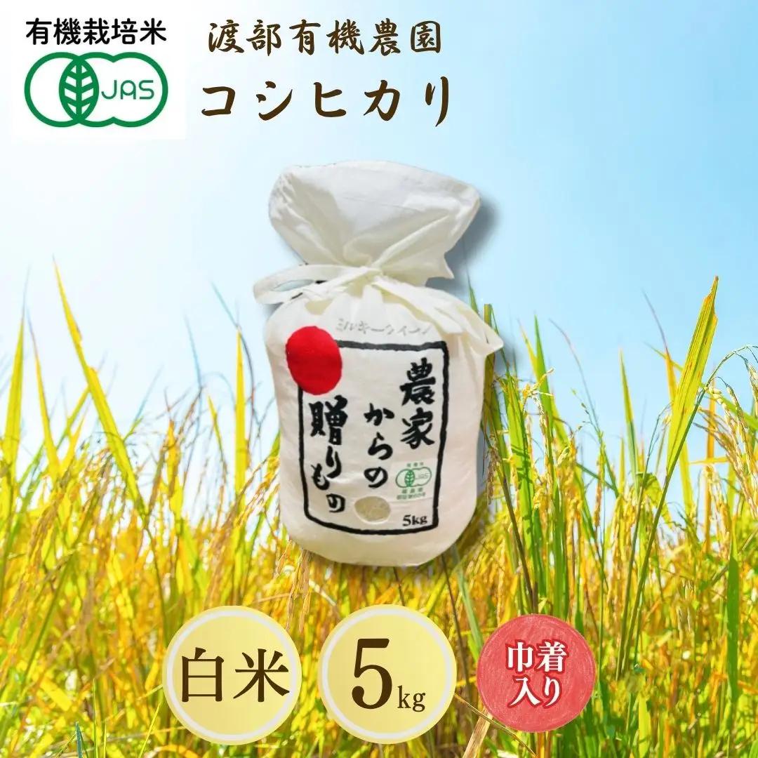 JAS有機米 コシヒカリ 白米 5kg キンチャク入り | 令和7年産 渡部有機農園