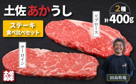 土佐 あかうし 赤牛 赤身 ロース ステーキ 贅沢 2種 食べ比べ Bセット 計400g | 和牛 あか牛 アカウシ 牛肉 希少 ブランド 国産 プレゼント ギフト 冷凍 贈答 高知県 南国市
