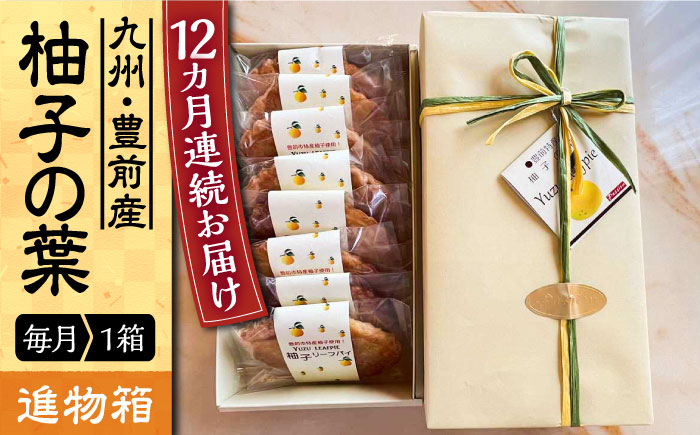 
            【全12回定期便】【進物箱】柚子の葉 8枚入り《豊前市》【武蔵屋】お中元 ギフト 贈り物 和菓子 [VBU019]
          