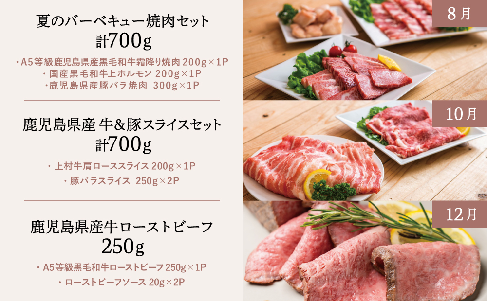 【定期便全6回】情熱牧場 鹿児島県産お肉の定期便 トライアルコース お肉 すき焼き しゃぶしゃぶ 焼肉 BBQ A5等級 黒毛和牛 牛肉 豚肉 スライス 小分け 定期便 冷凍 カミチク 南さつま市