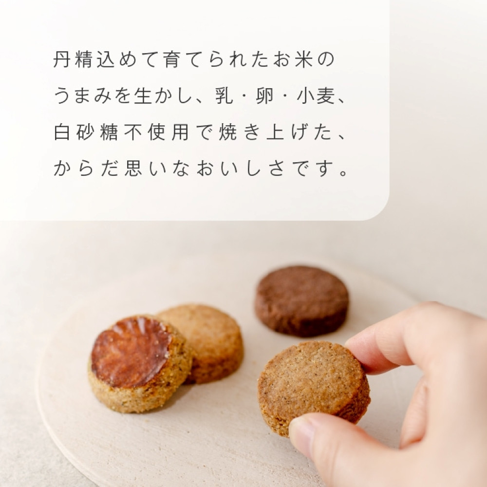 グルテンフリー 山田錦 ガレット【 箱入り4種アソート（アールグレイ/チャイ/黒糖/カカオ）】田田田堂 米粉 お菓子 クッキー スイーツ 小麦 乳 卵 白砂糖 不使用 アレルギー 対応 無農薬 米 ビ