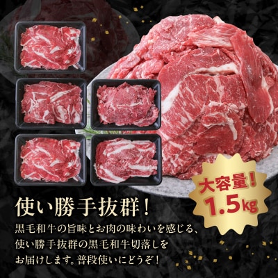 普段使いに 黒毛和牛 切り落とし 1.5kg 牛肉 和牛 小分け 切落し【配送不可地域：離島】