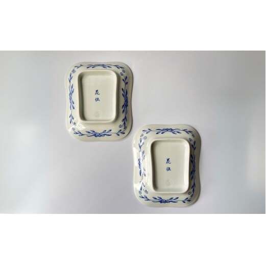 有田焼 ギャラリー花伝 染錦竹杖図 軍配形 ペア 銘々皿 伝統柄 小皿 茶道 菓子皿 縁起物 A40-292_イメージ3