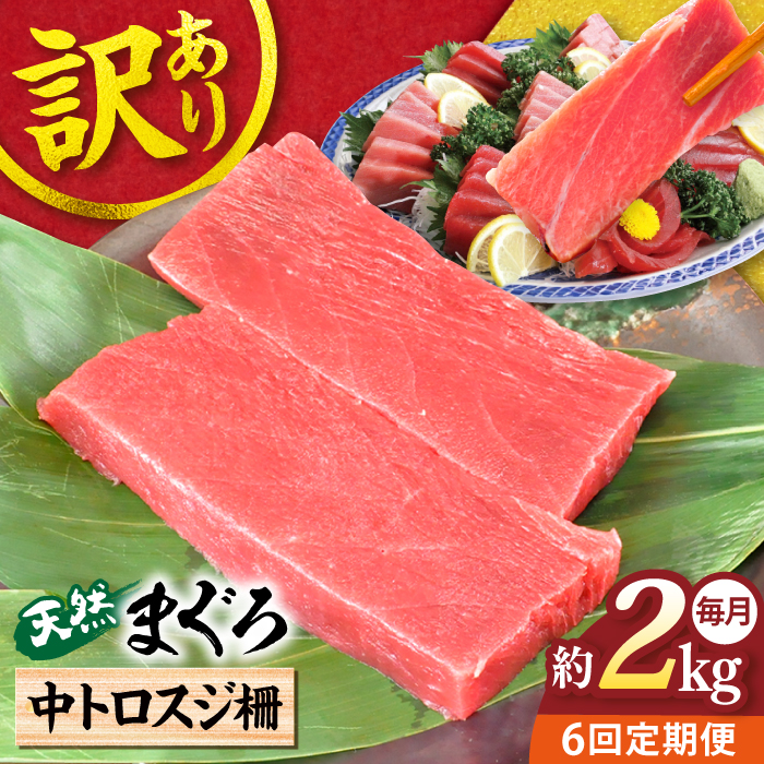 【全6回定期便】【訳あり】天然 本まぐろ 中トロスジ（約2kg）【横須賀商工会議所 おもてなしギフト事務局（本まぐろ直売所）】 [AKAK072]