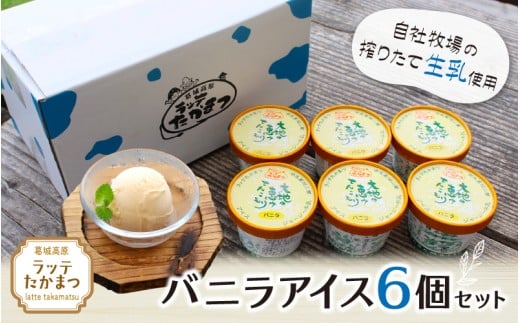 ラッテたかまつ バニラアイス6個セット ／葛城 高原 牧場 ラッテのアイス【latt015】