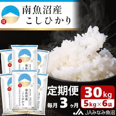 ふるさと納税 南魚沼市 【毎月定期便】南魚沼産こしひかり 精米 30kg(5kg×6袋) 全3回