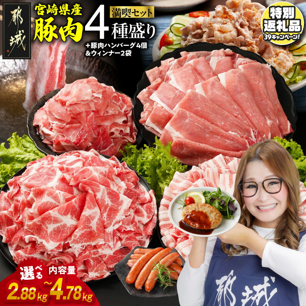 【ふるさと納税】【期間限定特別規格！！】《レビューキャンペーン実施中！》【内容量が選べる！】宮崎県産豚肉セット - バラスライス 肩ロース又はローススライス モモスライス 小間切れ 2.88kg/4.78kg 送料無料 SKU-N204【宮崎県都城市は2年連続ふるさと納税日本一！】