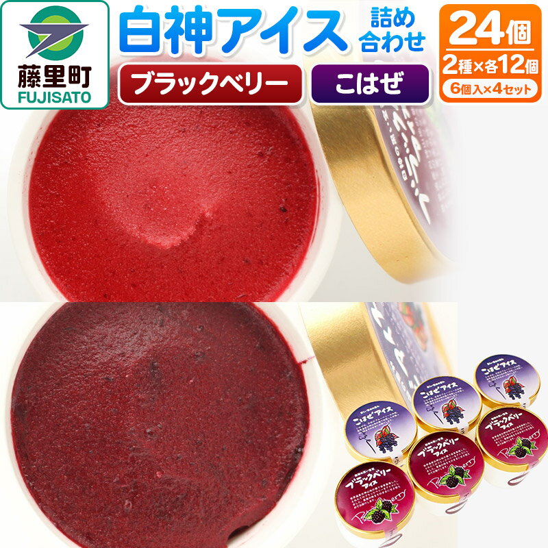 【ふるさと納税】白神アイス詰合せ 合計24個 6個入×4セット ブラックベリー×12個 こはぜ×12個
