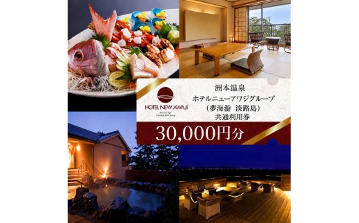 
                  ホテルニューアワジ グループ （夢海游淡路島） 共通 利用券 30000円分 洲本温泉 ホテル 宿 旅行 旅行券 宿泊 宿泊券 温泉 温泉宿泊券 温泉旅行 露天風呂 淡路牛 海鮮 淡路島 洲本市
                