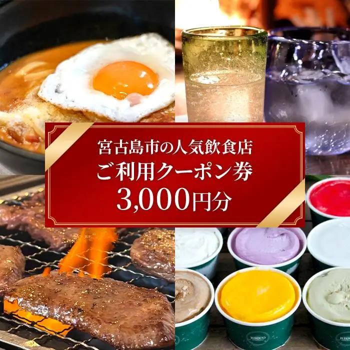 宮古島市の人気飲食店ご利用クーポン券【3,000円分】（CW28）