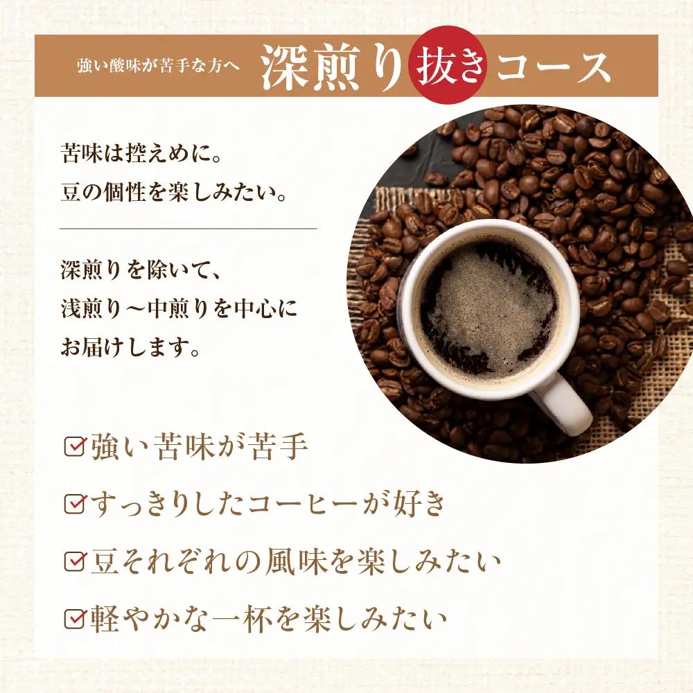 【コーヒー豆定期便12か月】『焙煎幸房“そら”』世界を旅するコーヒー　苦いのは苦手、深煎り抜きコース・粉　200g×2種類