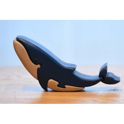 ふるさと納税 河内長野市 ブルーホエール(シロナガスクジラ)子供　知育玩具 木製パズル
