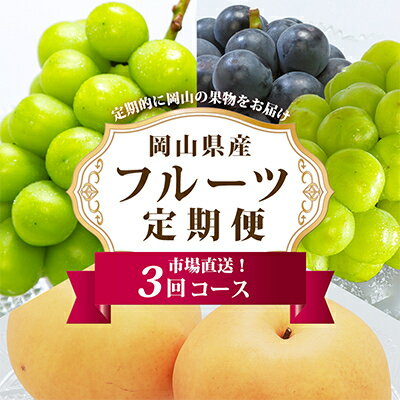 【ふるさと納税】【発送月固定定期便】B 岡山県産 シャインマスカット(晴王)・あたご梨・ニューピオーネほか全3回_ シャインマスカット 梨 ニューピオーネ ぶどう 葡萄 食べ比べ フルーツ 定期便 岡山県 津山市 送料無料 【配送不可地域：離島・北海道・沖縄県】【4000245】