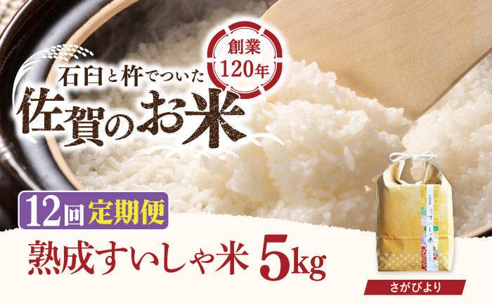 
                  【12回定期便】 令和7年産 熟成すいしゃ米 佐賀県産 さがびより 5kg 【一粒】[NAO041] さがびより 特A 米 お米 白米 精米 プレゼント 贈物 佐賀県産 熟成水車米
                
