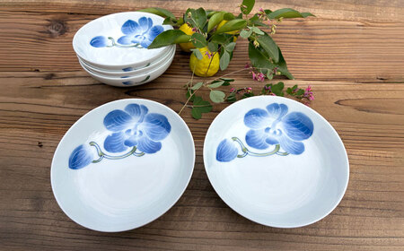 【波佐見焼】蘭華文 4.5寸皿 5点【台丹窯】[VC14]