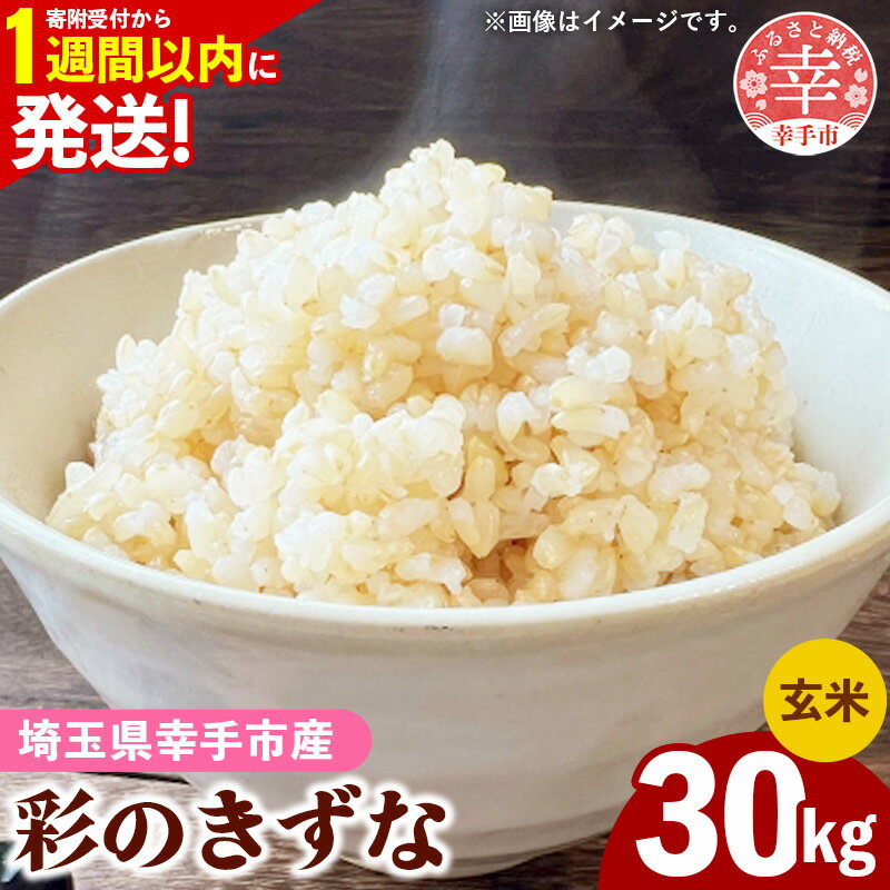 【ふるさと納税】令和7年産【彩のきずな】玄米30kg 色彩選別済 Brown Rice - お米 米 ごはん 玄米 30kg 埼玉県 幸手市