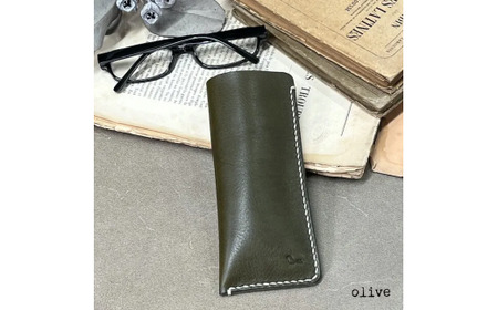 【メガネケース】glass case オリーブ メガネケース 革