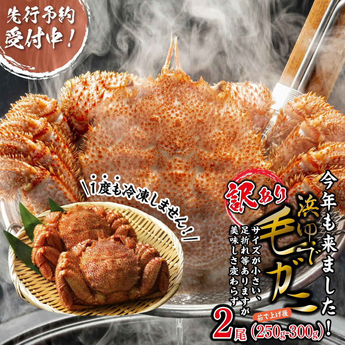【ふるさと納税】 ＜ 2027年2月上旬より発送開始 ＞ 【 訳あり 】 北海道産 毛ガニ 2尾 ( 1尾あたり 250g ～ 300g ) 冷蔵 浜ゆで 毛蟹 毛がに けがに 蟹 カニ かに 蟹味噌 かに味噌 カニ味噌 みそ 海鮮 海産物 魚介 訳アリ 北海道 新ひだか町 ＜ 予約受付 ＞