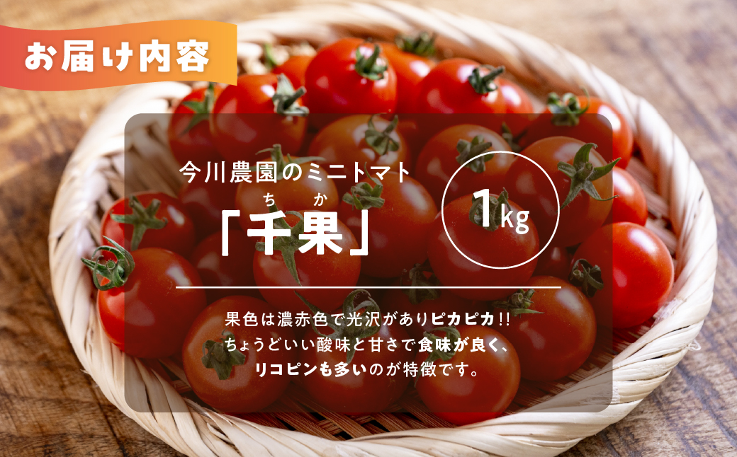 【ふるさと納税】【先行予約】今川農園のミニトマト 1kg 先行予約受付 期間限定 季節限定 野菜 国産 完熟 やさい フルーツ トマト 完熟 千果 ミニトマト プチ お弁当 贈り物 おやつ サラダ 送