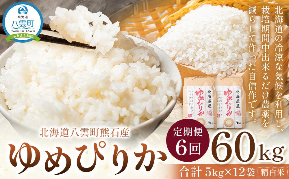 先行予約【6回定期便】北海道八雲町熊石産  令和6年産ゆめぴりか(精白米) 10kg(5kg×2袋)(24年10月上旬～発送開始) 【 北海道八雲町熊石産 ゆめぴりか 10kg 精白米 米 お米 おこ