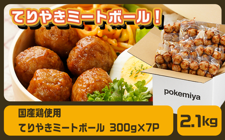てりやきミートボール!2.1kg!真空小分けパック!_AA-3309_(都城市) 国産鶏肉 ミートボール 特製てりやきタレ味付 お弁当 おかず 備蓄用 サッと 調理済み 簡単時短調理！ 真空・小分け包