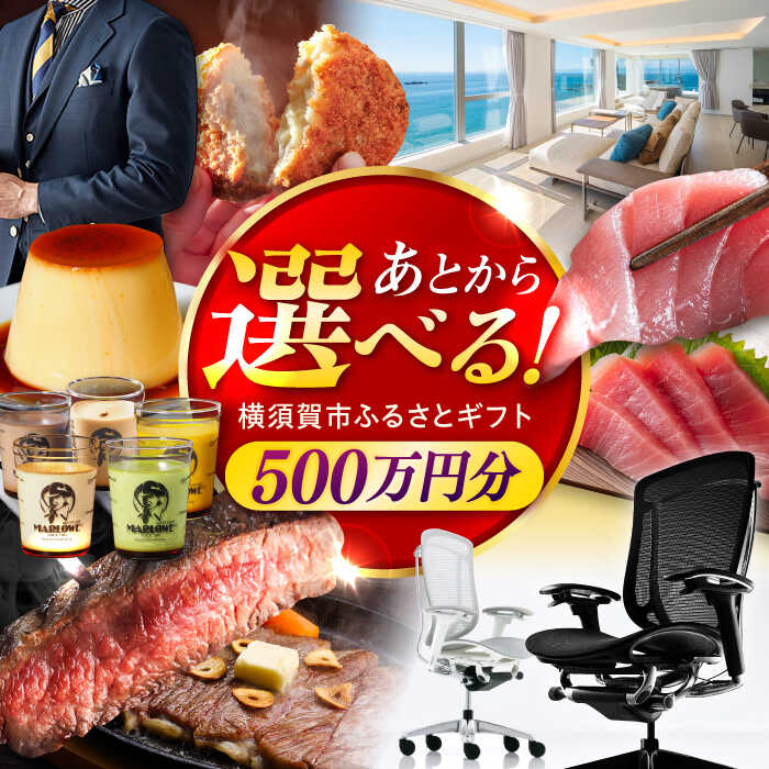 【ふるさと納税】【あとから選べる】横須賀市 ふるさとギフト 500万円分 牛肉 葉山牛 プリン スイーツ 干物 マグロ 米 定期便 神奈川 あとから 選べる あとから寄附 あとからチョイス セレクト[AKZZ015] 500万 5000000円 ギフト プレゼント 定期 横須賀 オンライン ふるさと
