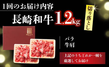 【全2回定期便】【A4～A5】長崎和牛切り落とし　1.2kg(600g×2p）【株式会社 MEAT PLUS】[DBS057]