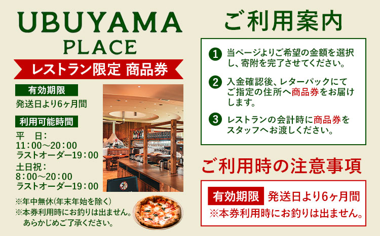 UBUYAMA PLACE レストラン 商品券 3000円 《30日以内に出荷予定(土日祝除く)》熊本県 産山村 チケット イタリアン ピザ 観光 プレゼント 贈り物 ギフト 金券 送料無料 産山 プ