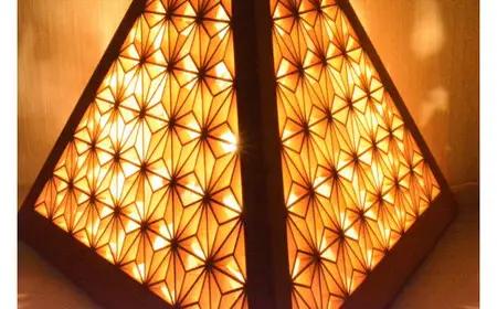 【受注生産】八女の建具師が作る組子の照明「麻の葉」　062-001