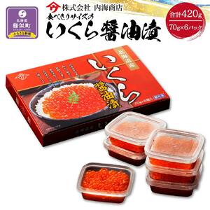 【小分け　70g×6パック】食べきりサイズのいくら醤油漬｜ いくら