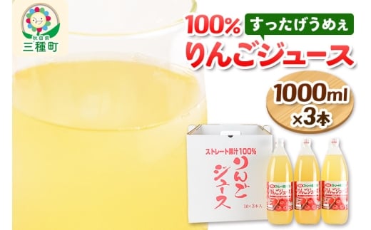 りんごジュース 1,000ml×3本 果汁100％ ストレート