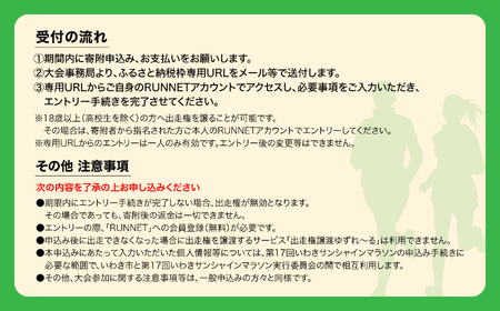 【先着50名限定】第17回いわきサンシャインマラソン  フルマラソンのふるさと納税ランナー枠の出走権（駐車場代込み）【１名様分】 | 先着限定 フルマラソン いわきサンシャインマラソン 駐車場付 地元
