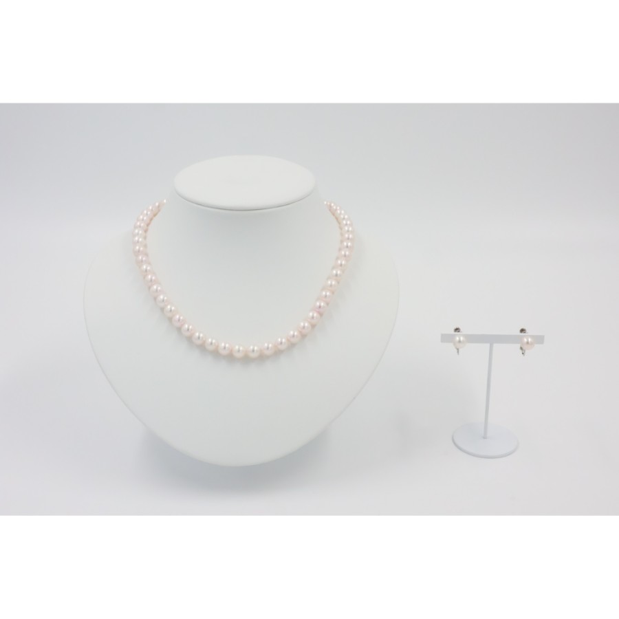 アコヤパール　ネックレス・イヤリング（E7.5mm）セット (白）1(MKhp-003)