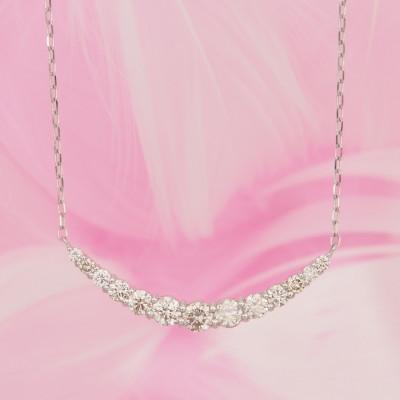 ふるさと納税 山梨県 PT900/PT850 0.5ctダイヤモンド　アーチペンダントネックレス　HH019186